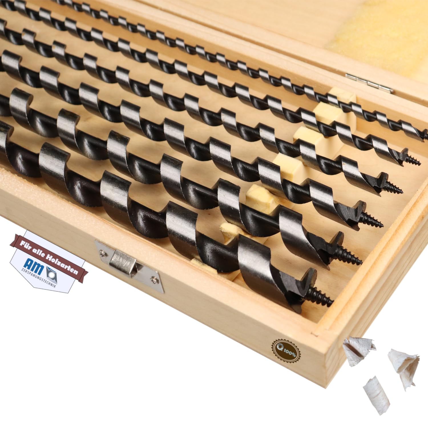 AM-Zerspanungstechnik Schlangenbohrer Set Holz Ø6-18 mm, 6-teilig in Holzbox