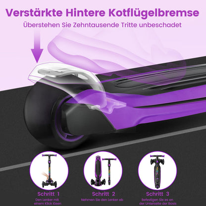 YOLEO Kinderroller Leuchträder 3-12 Jahre verstellbar - Violett