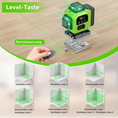 Tdyon Kreuzlinienlaser GA-13 grün 16 Linien 4x360° selbstnivellierend