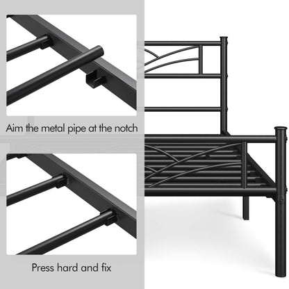 Yaheetech Metallbett 90 x 200 cm, Bettrahmen mit Lattenrost, schwarz