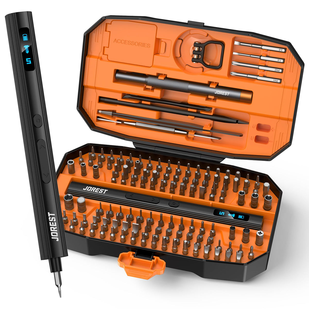 JOREST Elektro Schraubendreher Set, 155 in 1 Mini Feinmechaniker