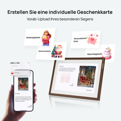 ARZOPA D15 Digitaler Bilderrahmen - 15.6 Zoll Touchscreen Braun
