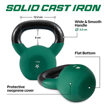Yes4All BJCC Neopren-Kettlebell 12 kg Dunkelgrün Krafttraining