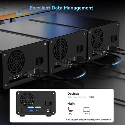 DATAX Dual Bay HDD/SSD Gehäuse 2.5/3.5 SATA - 10G USB 3.2 Lüfter
