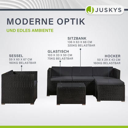 Juskys Garten Lounge Punta Cana L 4-5 Personen – Schwarz/Grau