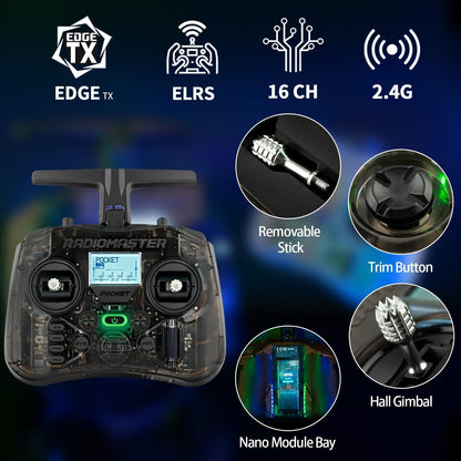 Radiomaster Pocket ELRS Fernsteuerung mit Hall-Gimbals, schwarz