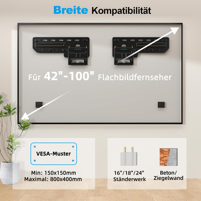 Supcline Ultra Slim TV Wandhalterung – 42-100 Zoll, 0.8cm Flachprofil