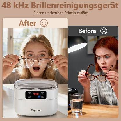 Topipop Ultraschallreiniger A6, 48 kHz, 2 Reinigungsmodi, Weiss