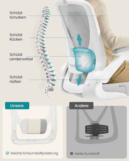 SONGMICS OBN047G01 Ergonomischer Bürostuhl – Taubengrau Mesh