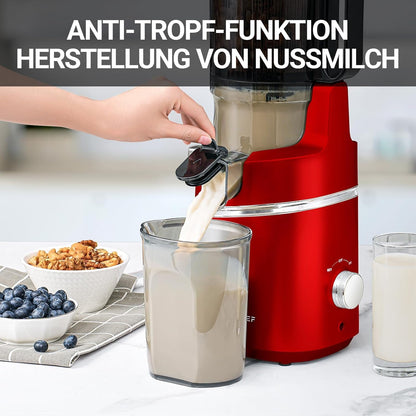 AMZCHEF Automatischer All-In-One Slow Juicer 250W 145mm – Tiefrot
