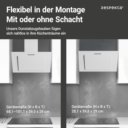 Respekta CH33060WB Dunstabzugshaube kopffrei - Weiss 60 cm