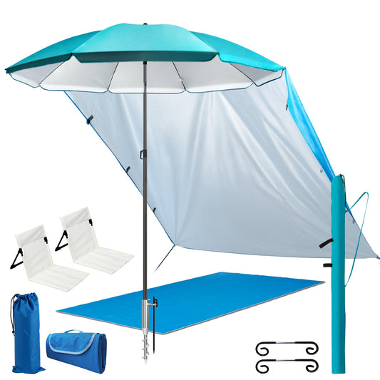 4smile Sonnenschirm Strand 6er-Set Türkis - UV50+ Schutz. Sechs runde Sonnenschirme spenden UV50+ Schutz vor Sonne am Strand.