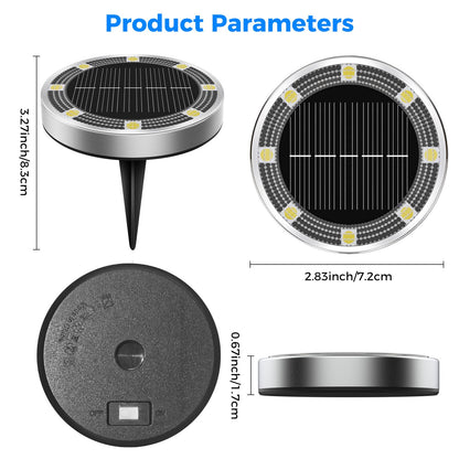 Peasur Solar Bodenleuchten Aussen, 12 Stück, 8 LED, kaltweiss