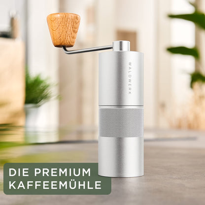 WALDWERK Manuelle Kaffeemühle - Edelstahl Kegelmahlwerk