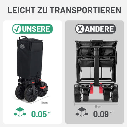 TIMBER RIDGE XXL Bollerwagen Faltbar – Breite Reifen, Bremsen 200L