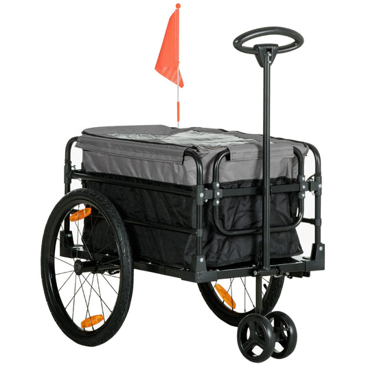 HOMCOM Fahrrad Lastenanhänger 40 kg – Mit Bremse & Kupplung