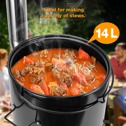 onlyfire Gulaschkanone mit Grillfunktion 14L emailliert