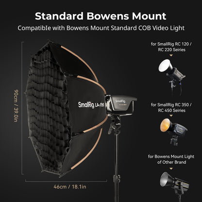 SMALLRIG LA-O90 Parabolic Softbox 90 cm, Bowens Mount, Quick Release