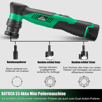 BATOCA S5 Mini Akku Poliermaschine Set - Rotations & Exzenter
