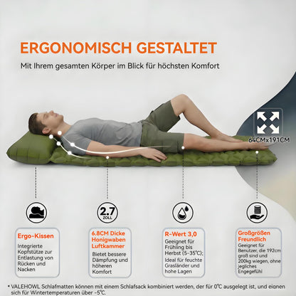 VALEHOWL Isomatte aufblasbar, ultraleicht, 800 g, R-Wert 3,0
