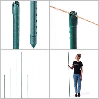 KADAX Pflanzstäbe 180 cm, 15er Set Rankstäbe aus beschichtetem Stahl