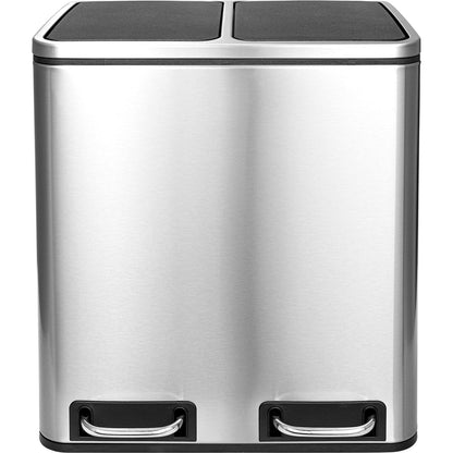 LIFERUN Mülleimer Treteimer 2x15L Metall - Doppelfach Softclose