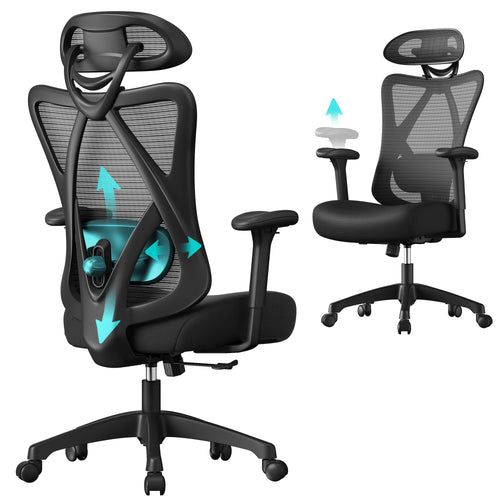 SONGMICS OBN063B01 Ergonomischer Mesh Bürostuhl - Tintenschwarz