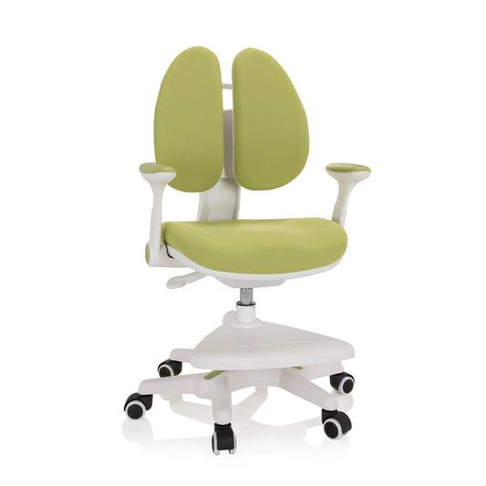 hjh OFFICE Kid Wing Kinder Schreibtischstuhl Grün/Weiss mit Fussablage. Bietet ergonomisches Sitzen am Kinderschreibtisch.