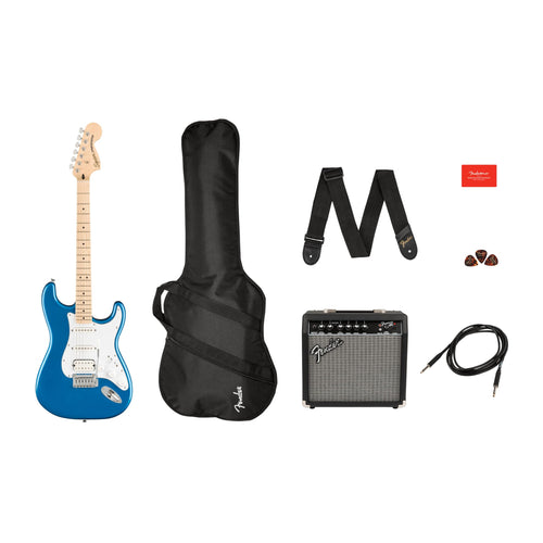 Fender Squier Affinity Strat HSS Pack E-Gitarren Set - MN LPB: Blaue HSS Strat mit Ahornhals. Komplettset zum sofortigen Spielen.