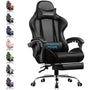 GTPLAYER Gaming Stuhl Bürostuhl Massage Fussstütze - Schwarz. Ergonomischer Stuhl mit integrierter Massage und ausziehbarer Fussstütze für Gaming und Büro.