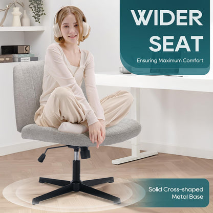 COLAMY Breiter Bürostuhl Armlos Hellgrau - Ergonomisch