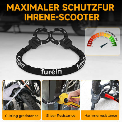 furein Kettenschloss für E-Scooter mit Silikonschutz und 4L Tasche