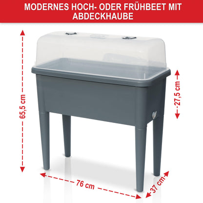 Onbest Hochbeet Frühbeet mit Abdeckhaube und Wasseranzeige, Grau