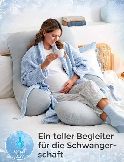 Momcozy Schwangerschaftskissen U-förmig mit Kühleffekt 145cm
