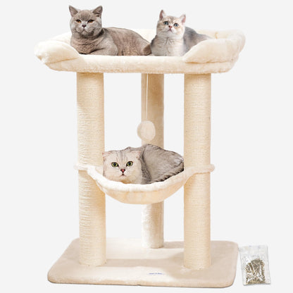Happi N Pets Kratzbaum 71 cm, Sisal-Kratzstamm mit Hängematte, beige