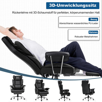 GTPLAYER Gaming Stuhl GT205-IE mit Fussstütze, Leder Schwarz