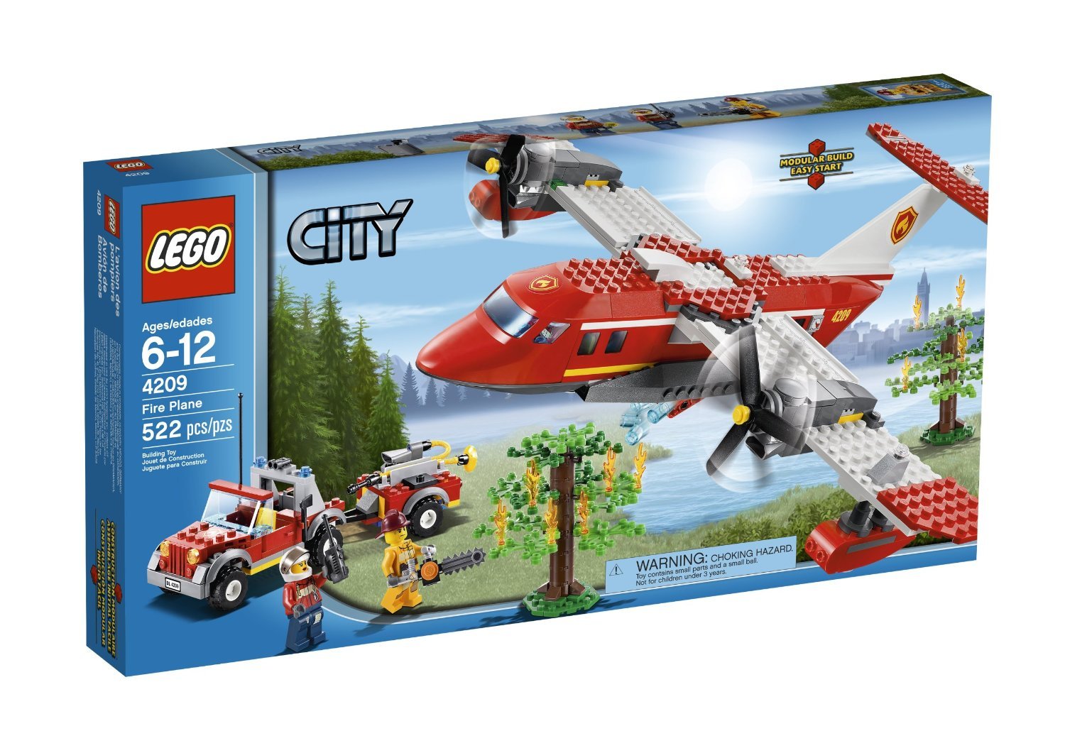 Lego City 4209 Feuerwehr-Löschflugzeug Konstruktionsspielzeug. Modellflugzeug mit Wasseraustrittsfunktion zum Löschen von Bränden.