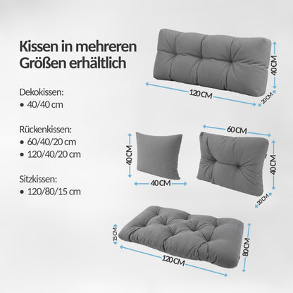 POKAR Palettenkissen Set 2-teilig Sitzkissen + Rückenkissen Anthrazit