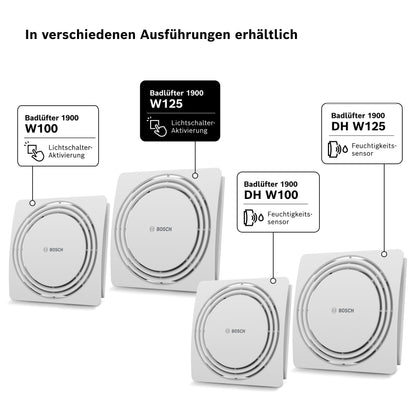 Bosch Leiser Badlüfter 1900 W125 – 125mm, Lichtschalter