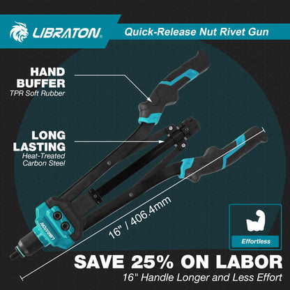 LIBRATON Nietmutternzange Set 16 Zoll mit 7 metrischen Dornen