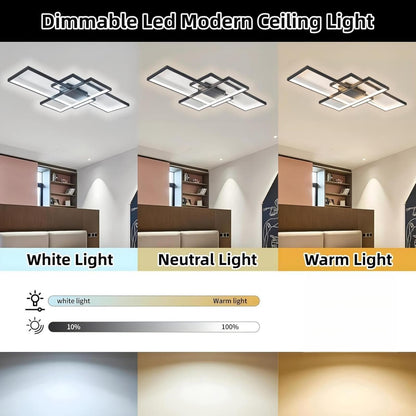 Jsz Deckenleuchte 105cm LED Dimmbar - Schwarz für Wohnzimmer