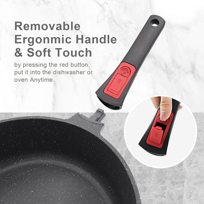 AIKENBBKK Pfannenset 5-teilig Antihaft mit abnehmbarem Griff - Schwarz