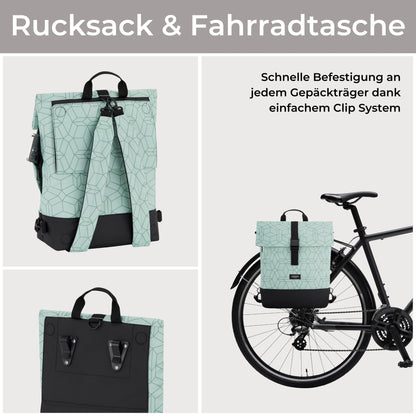 LARKSON Tammo Bike Gepäckträgertasche & Rucksack 2 in 1 Mint
