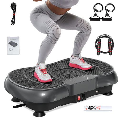 HomeFitnessCode Vibrationsplatte Bluetooth Ganzkörper Fitnessgerät, rechteckig, schwarz. Fördert Ganzkörper-Muskeltraining durch Vibration.