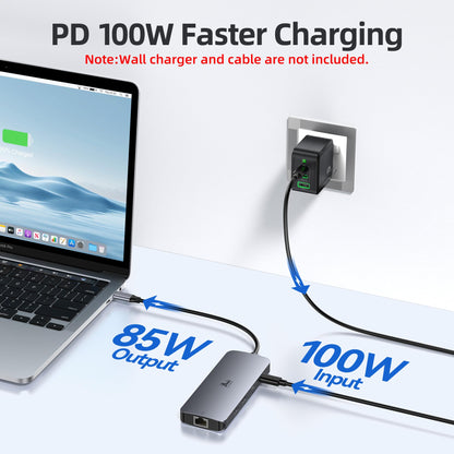 LIONWEI USB-C Docking Station 8-in-1 mit Dual HDMI und DisplayPort