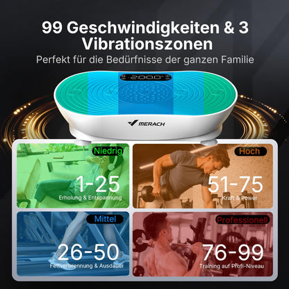 MERACH V33 Vibrationsplatte mit 99 Geschwindigkeitsstufen, Weiss