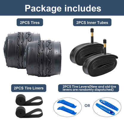 YunSCM Fahrradreifen & Schlauch 2er Set - 28" 700x38C Faltbar AV48mm
