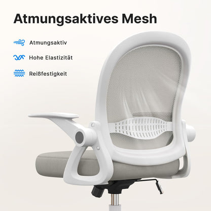 naspaluro Ergonomischer Bürostuhl - Netz, klappbare Armlehnen, Grau