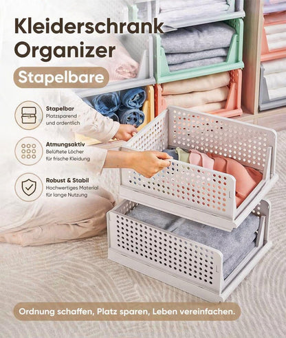 RMAN Kleiderschrank Organizer 4er Set, stapelbar und faltbar