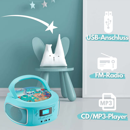 Cyberlux tragbare Boombox CD-Radio mit FM, USB und AUX-In, Grün